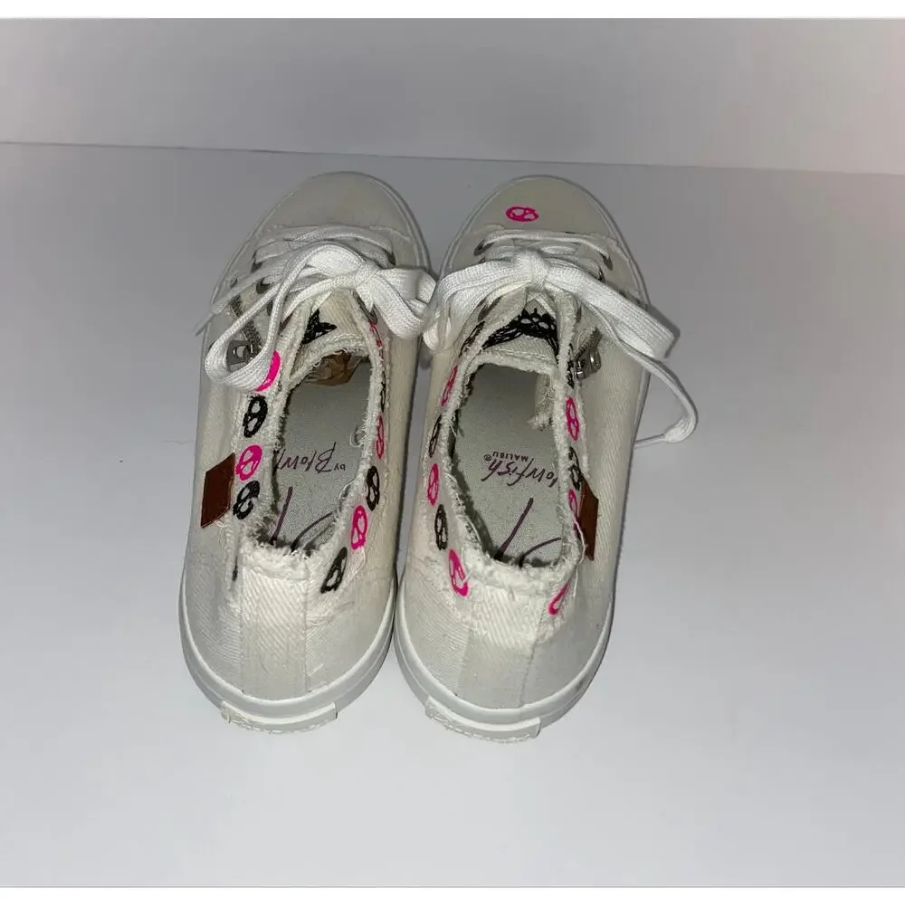 Blowfish Malibu Marley White Canvas Skull Print Sneakers Women’s Size 8.5